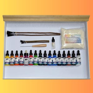 Marbling Learning Kit (26-Piece) – Complete Ebru Set with Paints, Tray, Brushes & Accessories – Ideal for Beginners  Professionals