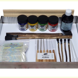 Traditional marbling set (25 pieces) | Traditional marbling kit (25 pieces) | Marbling Kit, Marbling Paint, Marbling colors,