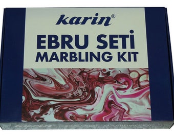 Karin Marmorier Lernset (Groß-19tlg.), Kit de marbrure, Peinture marbrante, Couleurs marbrées, Marbrage de papier,