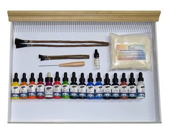 Marbling (Ebru) Set (Grand 26 pièces) Kit de marbrure, Peinture de marbrure, Couleurs de marbrure, Marbrure de papier,