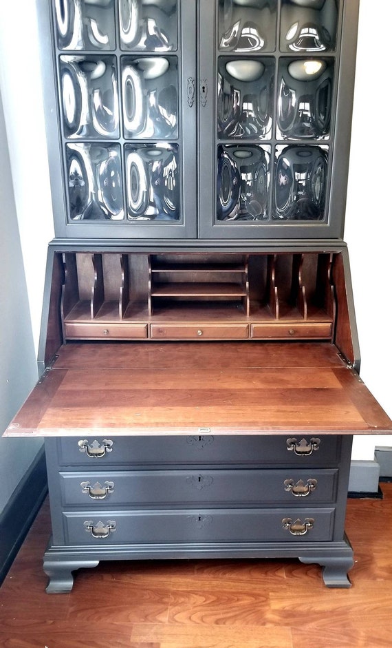 Sold Refinished Solid Wood Secretary Desk Etsy