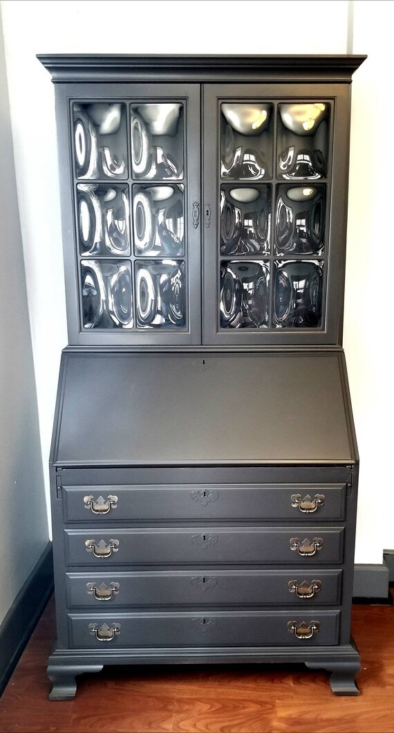 Sold Refinished Solid Wood Secretary Desk Etsy