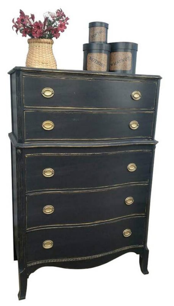 black tallboy chest of drawers