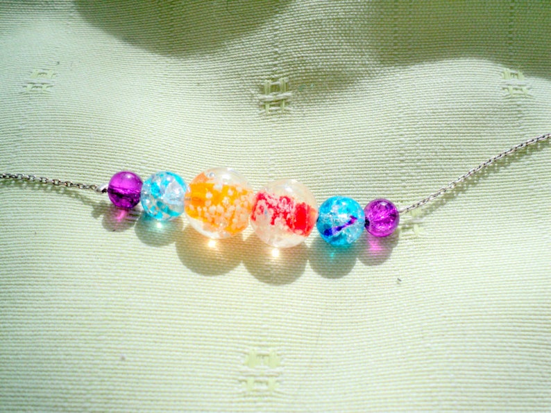 Bracelet-Bracelets en perles-perles en verre-verre multicolore-chaînette métal-bracelet réglable image 3