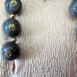 Silver Metal Imitation Fimo Clay Necklace, Fimo Clay Beads, Gold Metal Stud and Beads, Handmade Necklace image 6