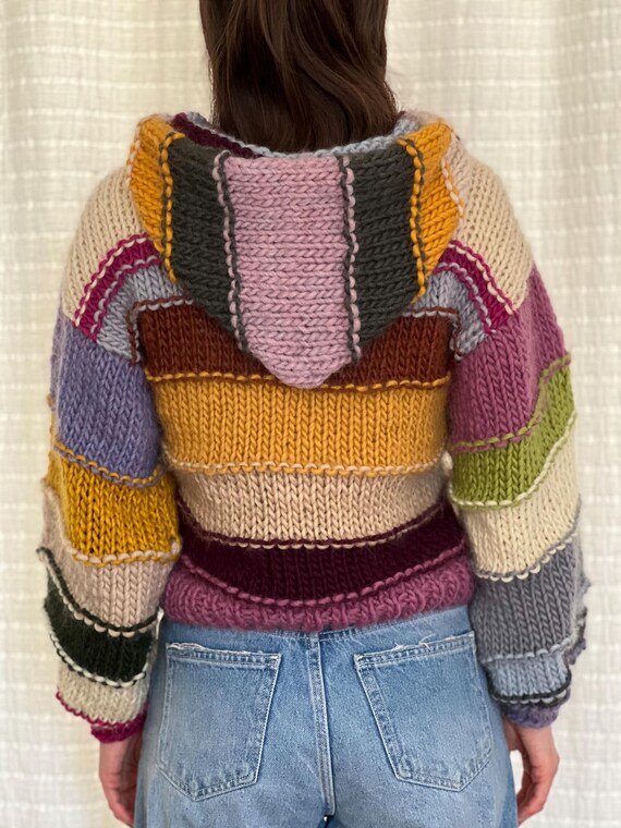 HELLOHood wool sweater, Multicolor wool sweater, Striped wool sweater, Hand  knit sweater, Women's knit sweater, Chunky knit sweater, Jumper