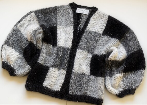 TO ORDER CHESS Mohair Cardigan patchwork Mohair Cardigan chunky Mohair and Small Sequins 4 Colors Mohair handknit oversized Look mohair Etsy