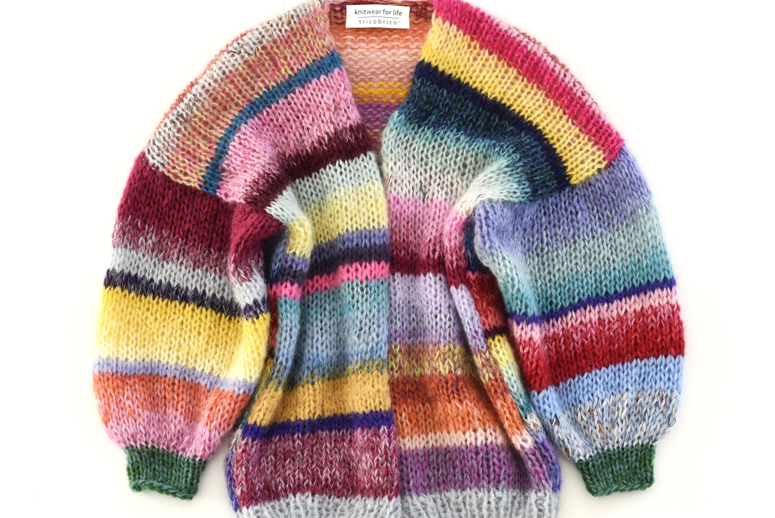 TO ORDER Colorful Multi Striped Mohair Cardigan, A Mix of