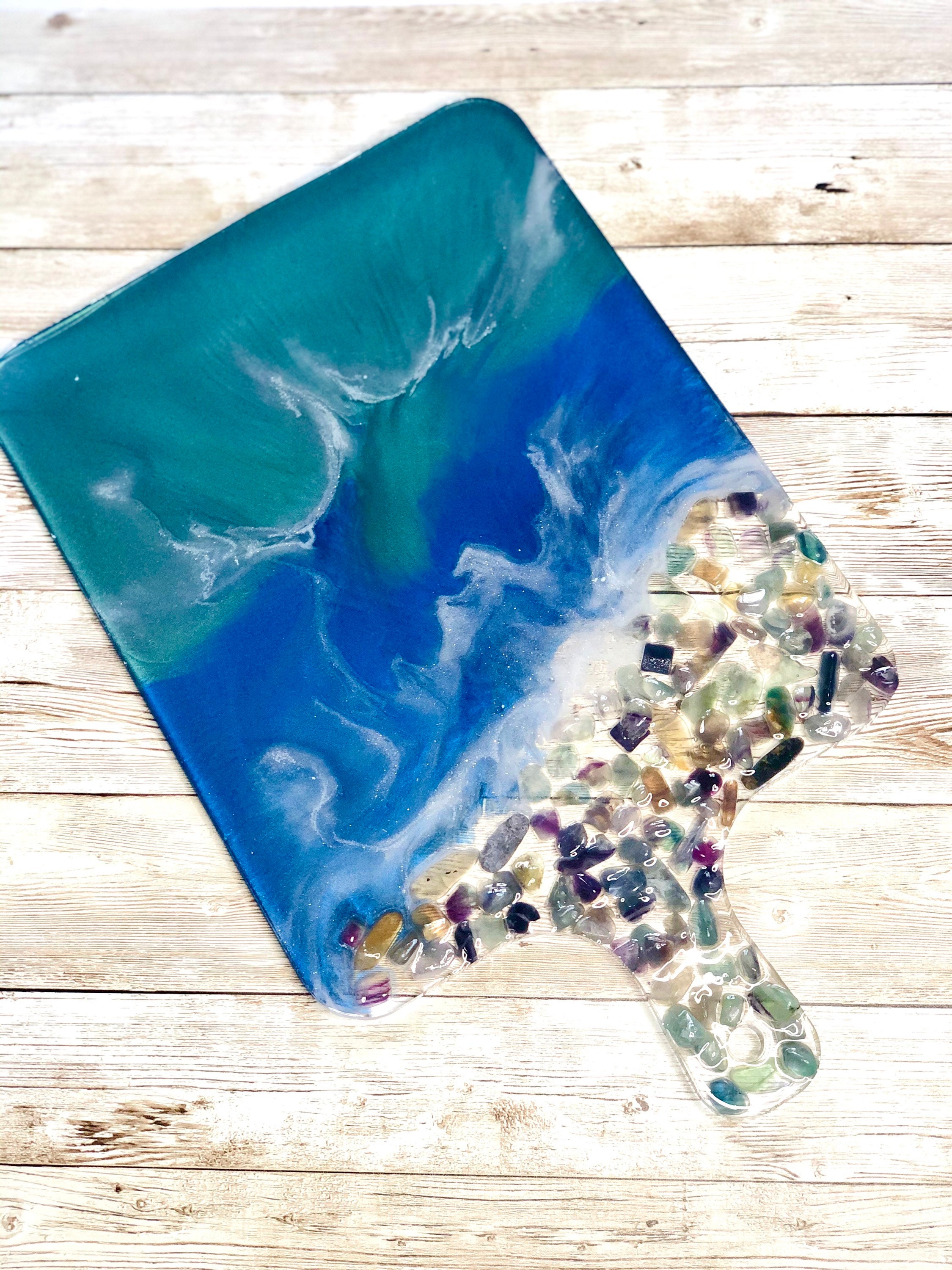 Ocean Cutting Board/ Beach Charcuterie Board/ Resin Serving Etsy