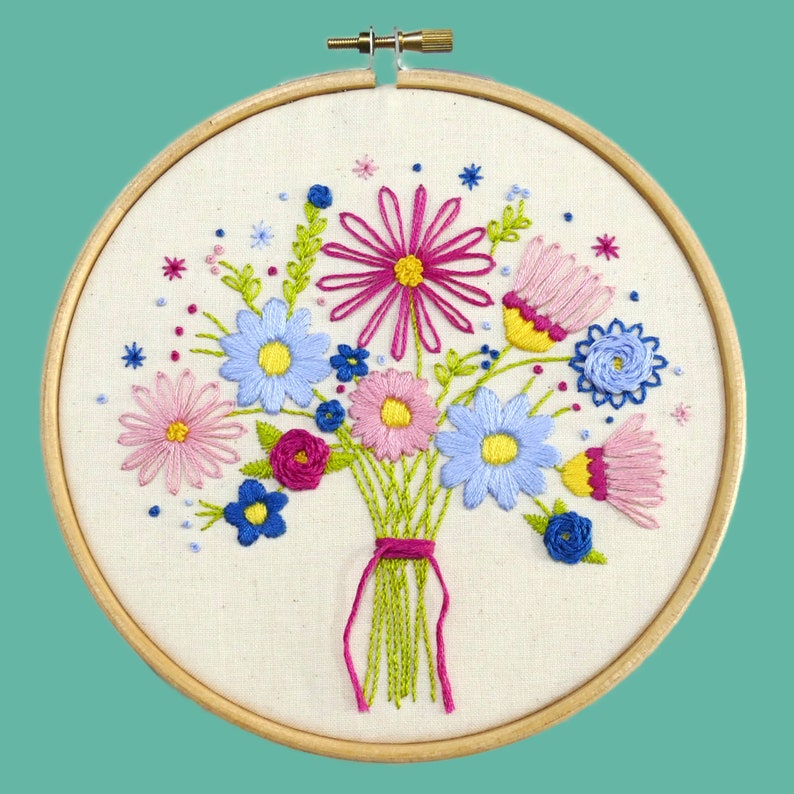 Wildflower Embroidery Kit Flower Embroidery Kit Mothers Etsy