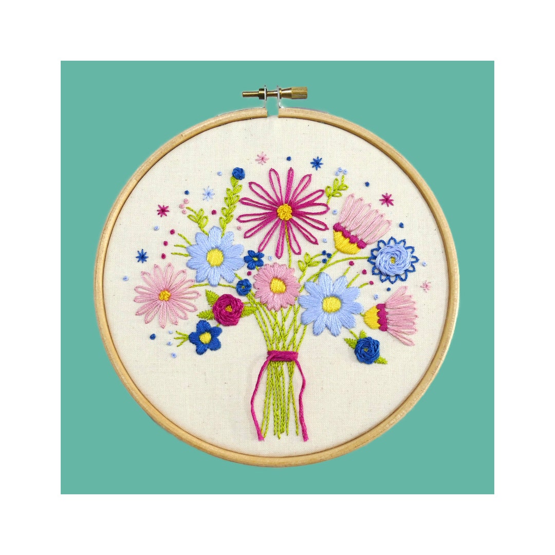 Wildflower Embroidery Kit Flower Embroidery Kit Mothers Day Gift for Her Floral Hand Embroidery