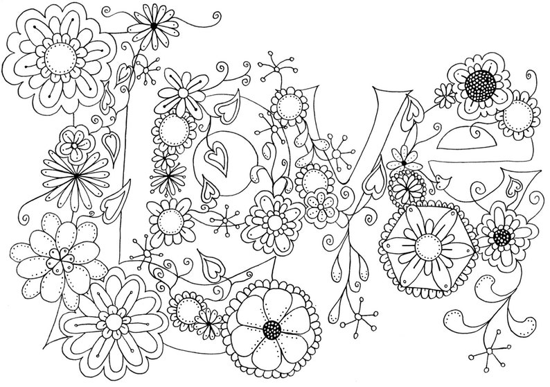 Download Love Floral Letters. Colouring Pages. Digital PDF Coloring | Etsy