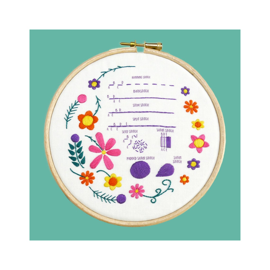 Beginner Embroidery Kit Tutorial Modern Hand Embroidery Hoop Etsy