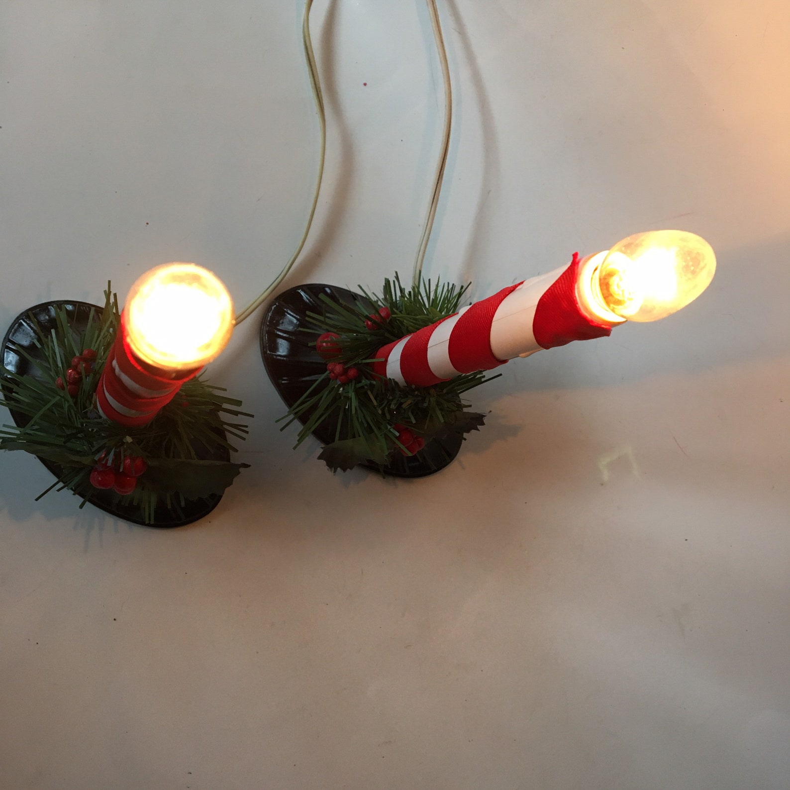 Vintage Hand Decorated Christmas Window Candles Electric Plug Etsy
