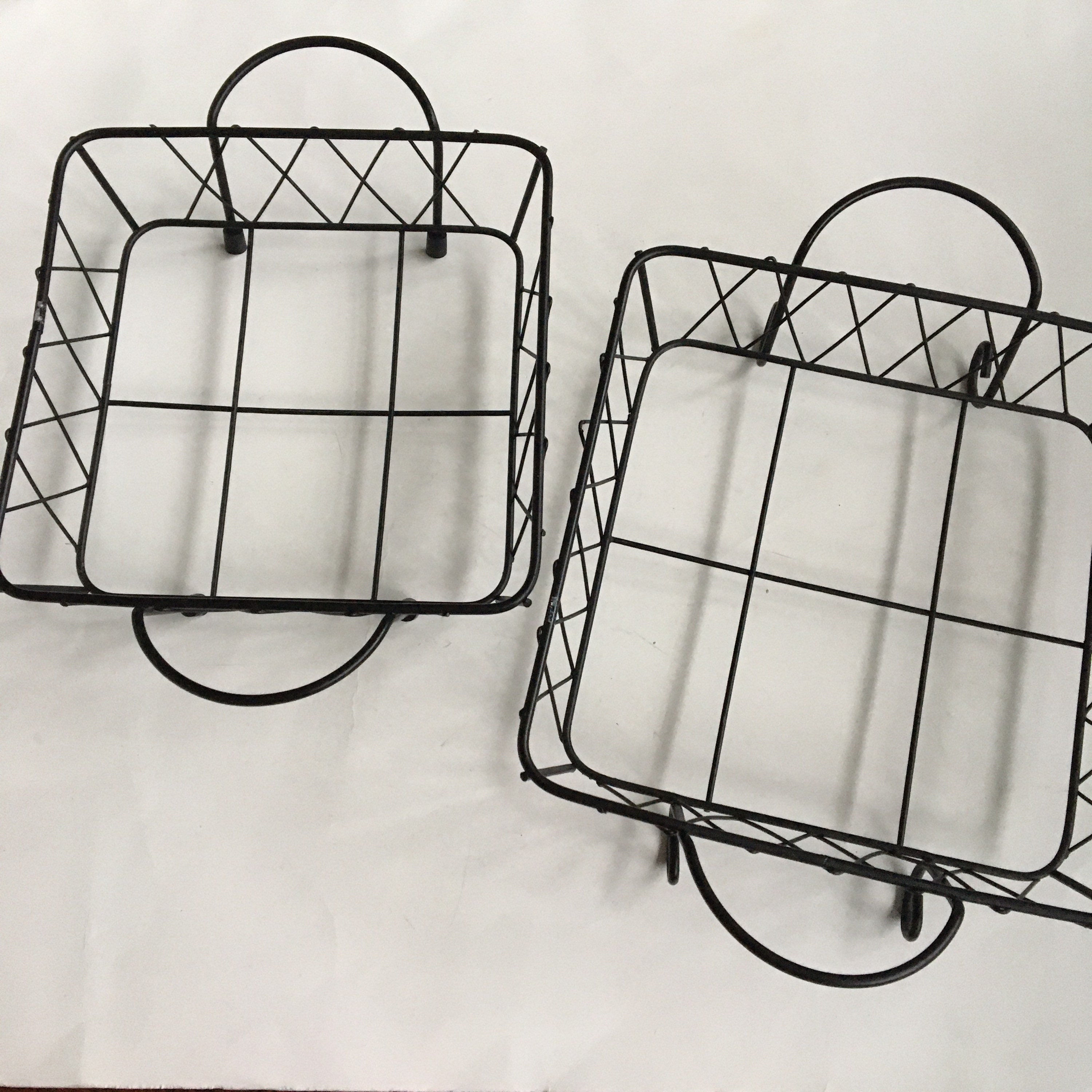 Black Wire Bread Basket Set Serving Trays with Handles Etsy