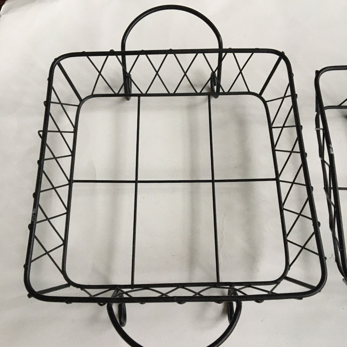 Black Wire Bread Basket Set Serving Trays With Handles Etsy