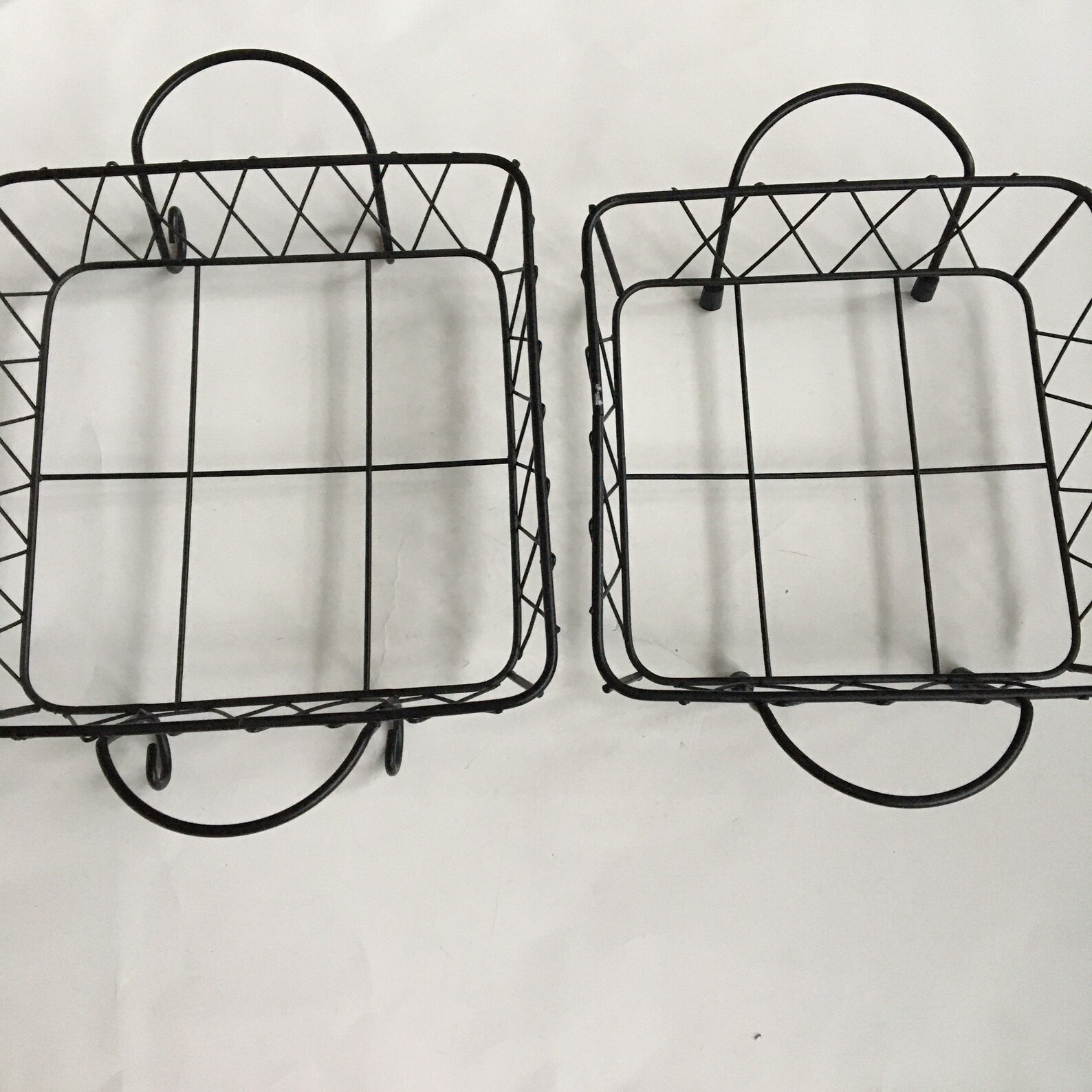 Black Wire Bread Basket Set Serving Trays With Handles Etsy