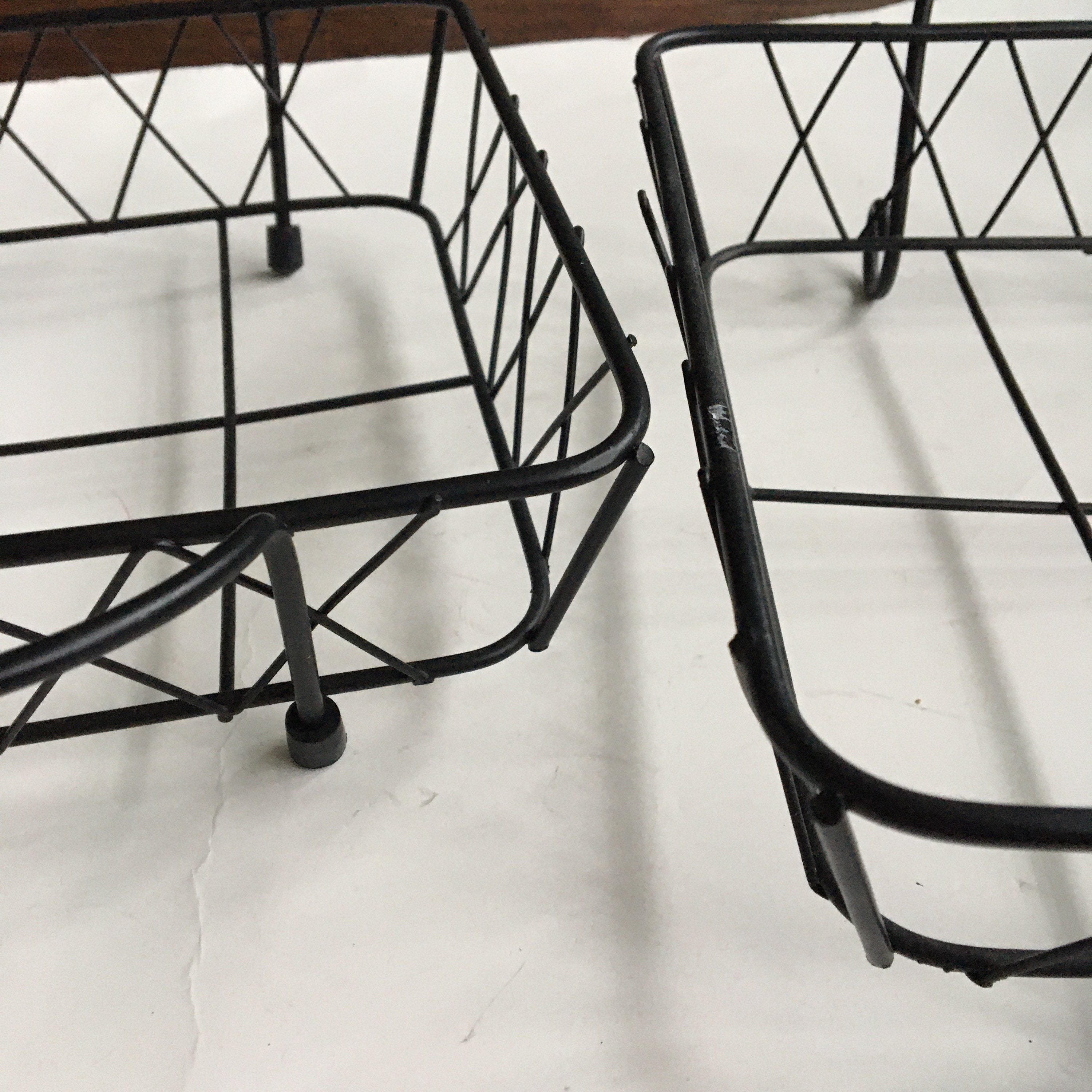 Black Wire Bread Basket Set Serving Trays With Handles Etsy