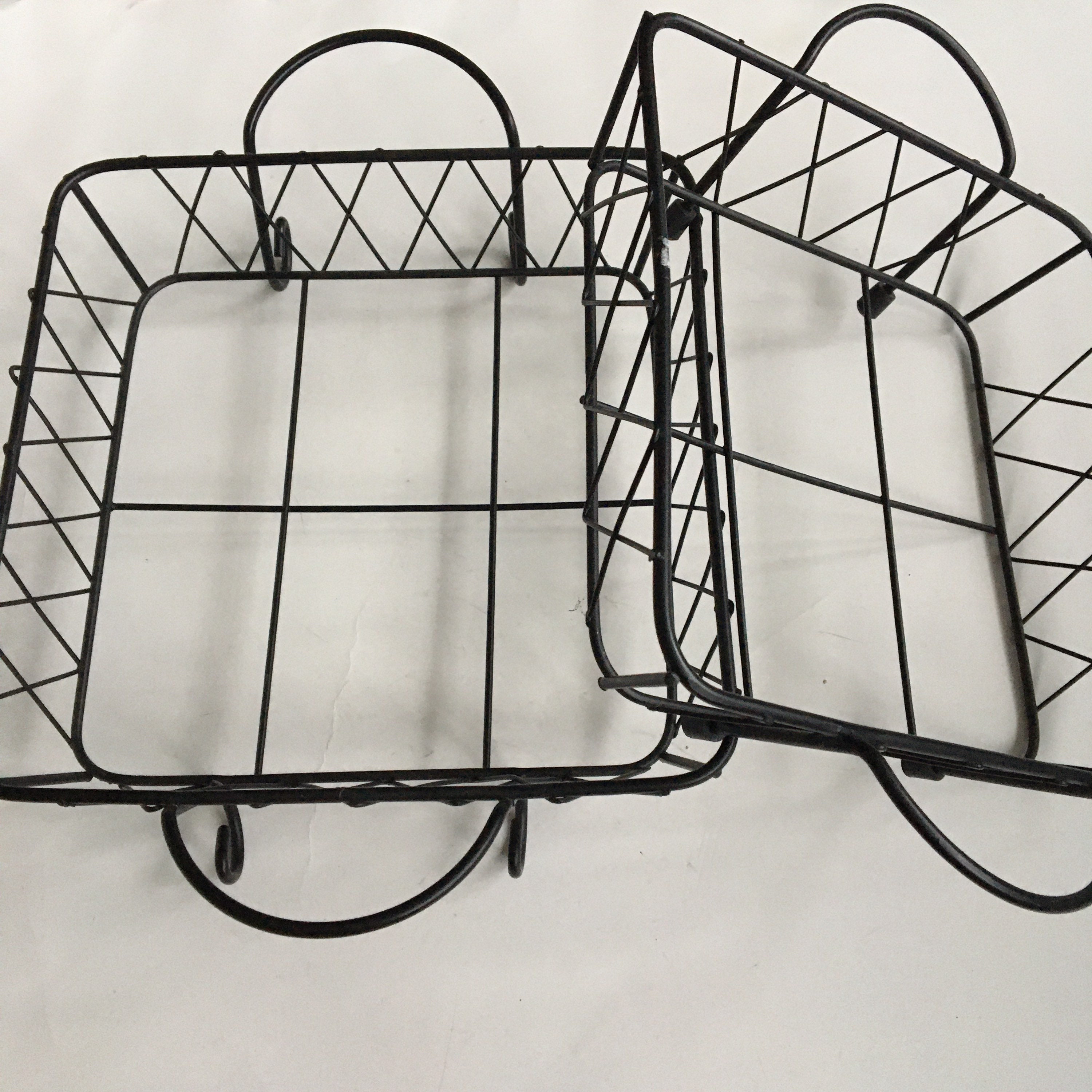 Black Wire Bread Basket Set Serving Trays With Handles Etsy