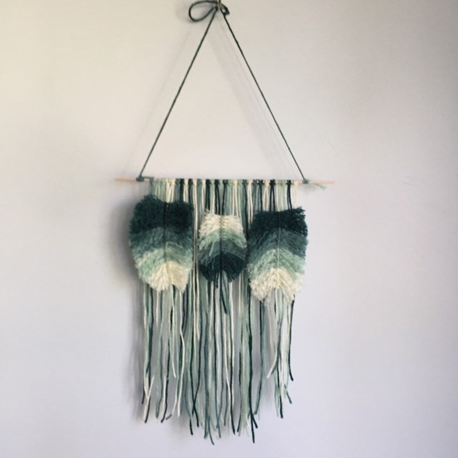 Yarn Tapestry Wall Hanging Handmade Boho Green Ombré Etsy