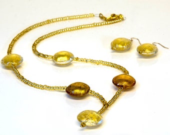 Necklace classic of Murano handmade in by Cesare Sent made in Italy gold leaf glass beads elegant refined statement jewel