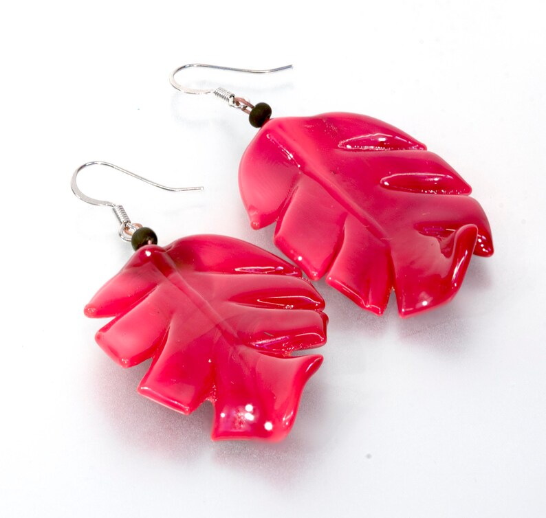 TAY Murano glass earrings handmade in Murano by Cesare Sent original made in Italy elegant red glass jewelry crafts fashion petal glass