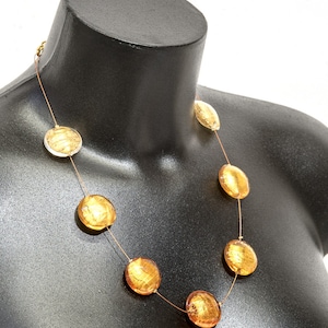 金箔使いムラーノガラス ネックレス ムラーノガラスビーズネックレス：金箔の宝石、伝統的なベネチアン