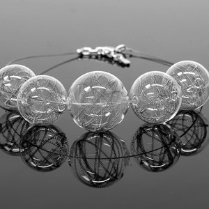 Metal wire blown glass necklace - Glass bubbles - Spheres - Statement necklace - Geometric - Abstract - Modern - Murano glass - Sent Murano