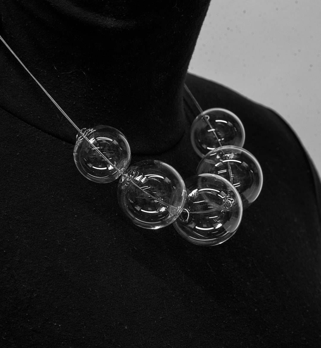 Blowed Glass Necklace Glass Bubbles Spheres Statement Necklace
