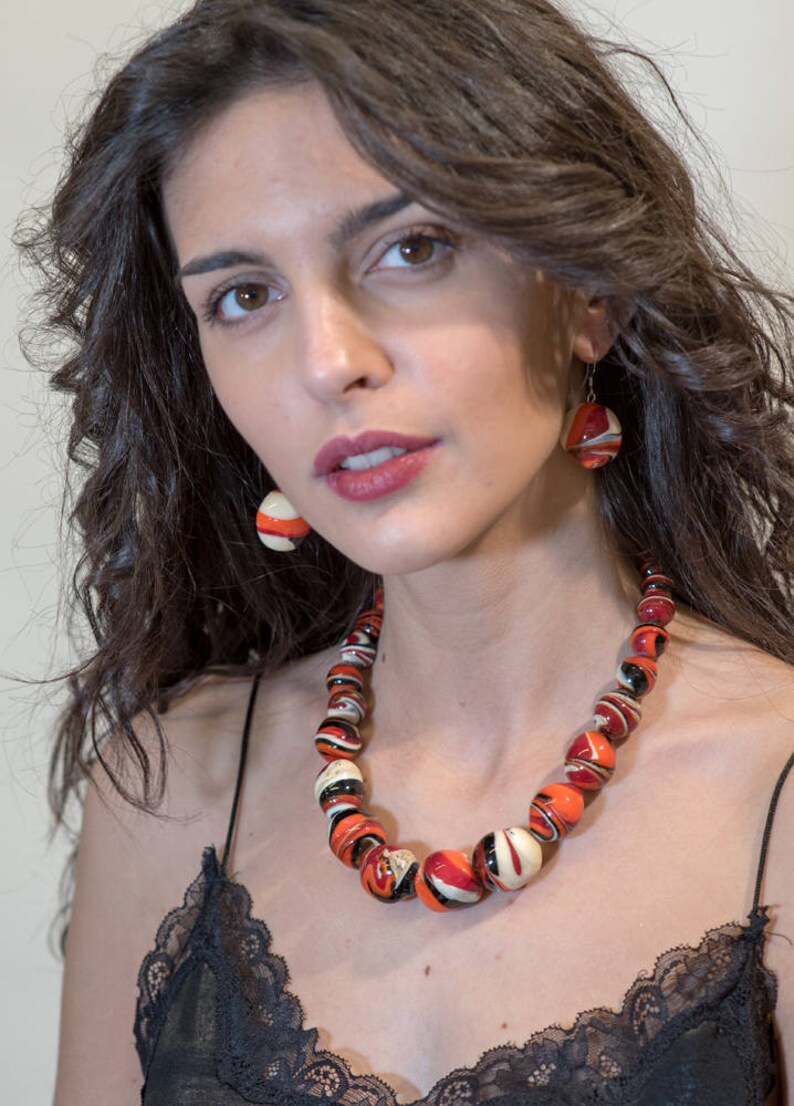 SAX29V Murano glass necklace handmade in Murano by Cesare Sent original made in Italy beautiful elegent fashion modern lamworkinh crafts