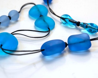 Sandblasted Murano Glass Necklace, Cesare Sent Lampwork Beads, Italy