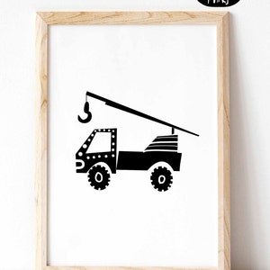 May include: Black and white illustration of a crane truck with the text "The Original art by Cars for Mars" above the truck and "www.carsformars.com" below the truck.