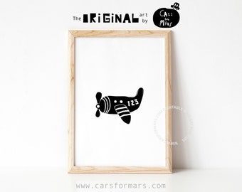DIGITAL Flugzeug Poster in schwarz weiß für Kleinkind Jungen Zimmer Dekor, Flugzeug Kinderzimmer Wandkunst, Minimalistischer Junge Transport Dekor