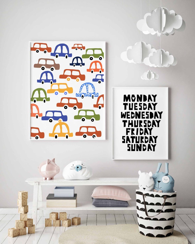Cars Wall Art for Boy Nursery Decor Instant Download Etsy