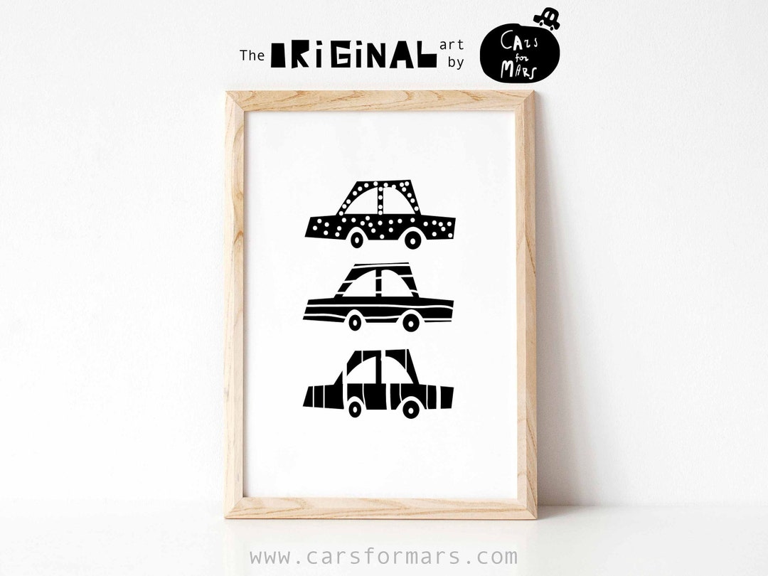 Cars Nursery Art Print Black White Printable Nursery Wall Etsy