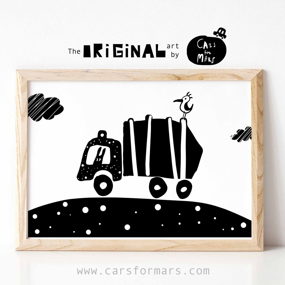 Dump Truck Printable White Black Printable Nursery - Etsy