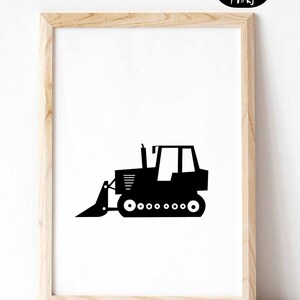 Bulldozer Print in Black and White for Boy Room Decor - Etsy