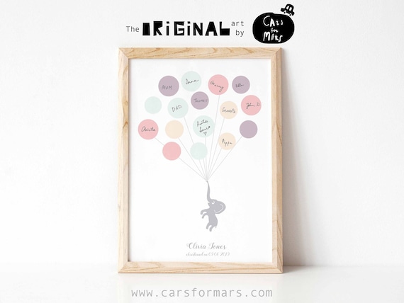 Personalised Christening Gift With Baby Elephant and Balloons - Etsy