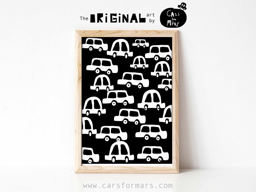 Cars Wall Art, Black and White Nursery Prints, Transportation Decor