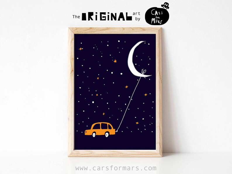 Crescent Moon Wall Art for Toddler Boy Room Decor in Navy Etsy