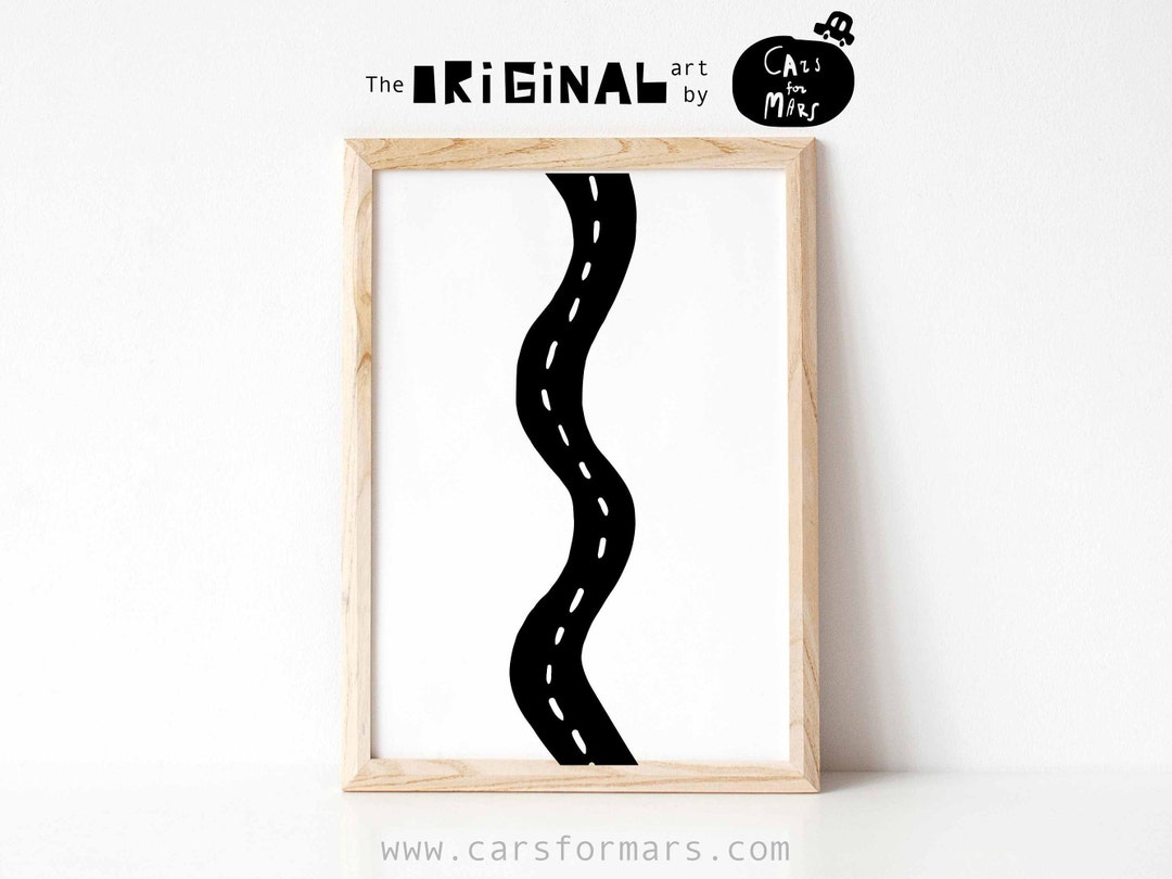Road Art Print, Black White Nursery Printable Art, Instant Download ...