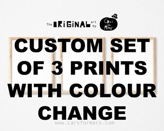 Personalisiertes Set von 3 Drucken mit Farbwechsel, Digitaler Download
