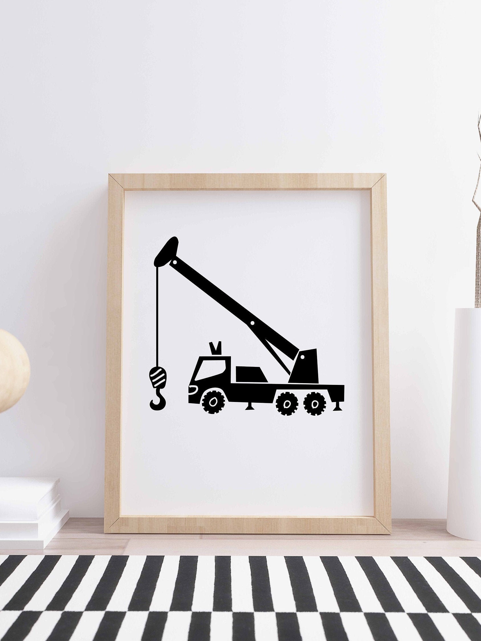 Crane Truck Print in Black and White for Big Boy Decor - Etsy