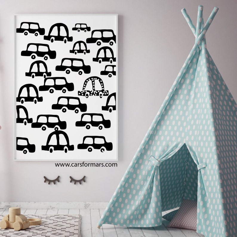 Black And White Toddler Boy Room Wall Art, Car Wall Art, Transportation print, Children's Room Decor Instant Download image 7