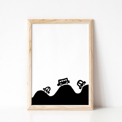 Cars Wall Art Black and White Nursery Print Instant Download Etsy