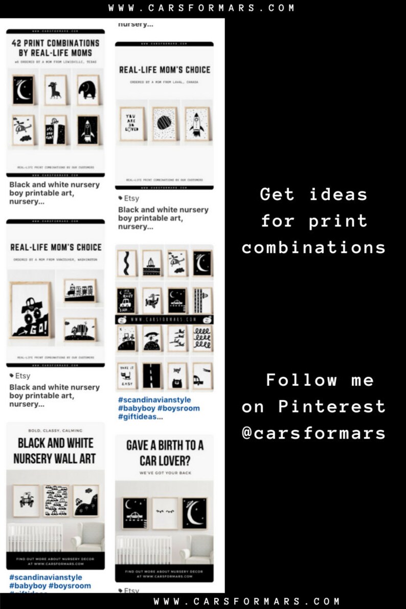 Deer Nursery Print Black and White Transportation Decor Cars Etsy