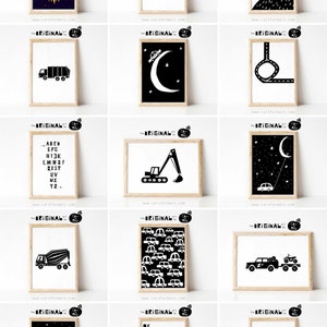 Personalised Semi Truck Trailer Nursery Print in Black and White, Transportation Wall Art for Toddler Room Decor, DIGITAL download image 7