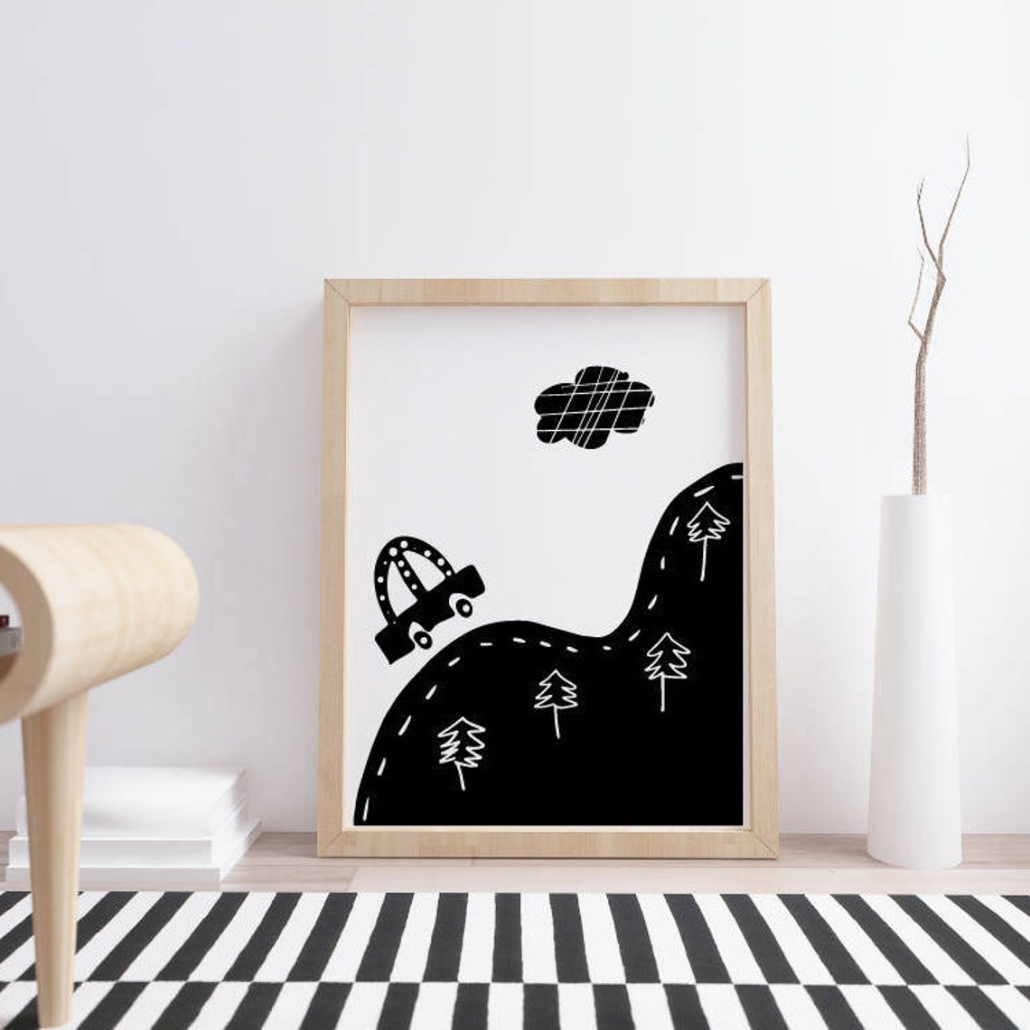 Nursery Car Decor Black White Nursery Printable Art Nursery Etsy