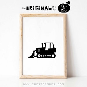 Bulldozer Print in Black and White for Boy Room Decor - Etsy