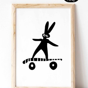 May include: Black and white illustration of a rabbit riding a skateboard. The text "The Original art by Cars for Mars" is at the top of the image.